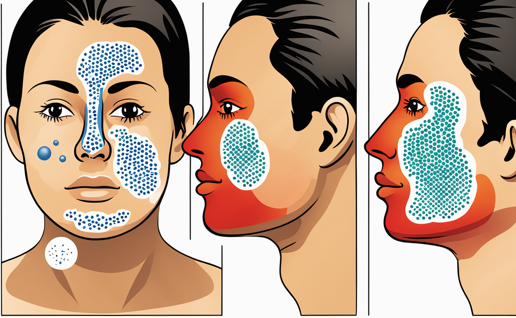 Retentional acne diagram illustrating the formation of blackheads and whiteheads.